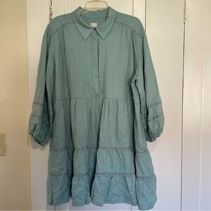 Maeve Anthropologie Bettina linen blend tiered mini dress size xl